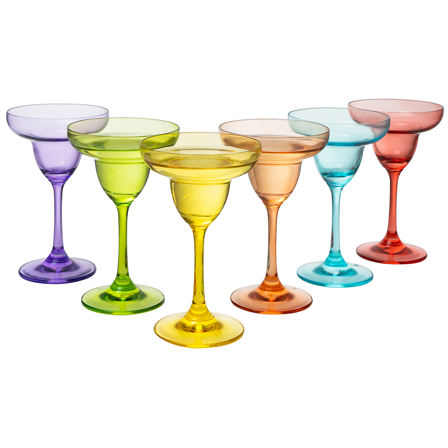 The Wine Savant Hand Blown Colorful Margarita & Martini Glass (Set of 6) – Fancy 7.4oz Luxury Hand Blown For Cocktails, Water, Wine, Juice, & Champagne Glasses Cinco de Mayo Large Party, Set of 6-0