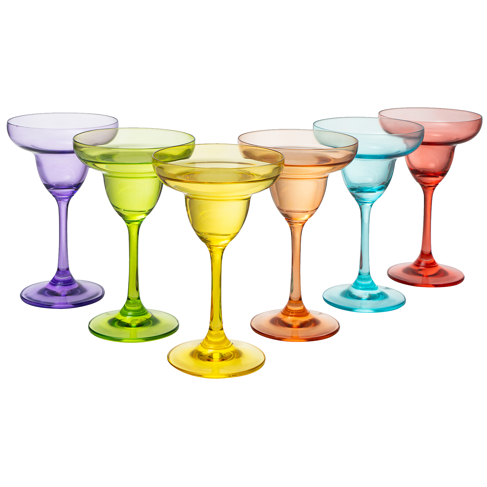 The Wine Savant Hand Blown Colorful Margarita & Martini Glass (Set of 6) – Fancy 7.4oz Luxury Hand Blown For Cocktails, Water, Wine, Juice, & Champagne Glasses Cinco de Mayo Large Party, Set of 6-0